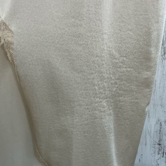 Shadow Line Vintage Lace Tan Adjustable Front Slit Classic Sexy Full Slip 32 - Picture 4 of 8